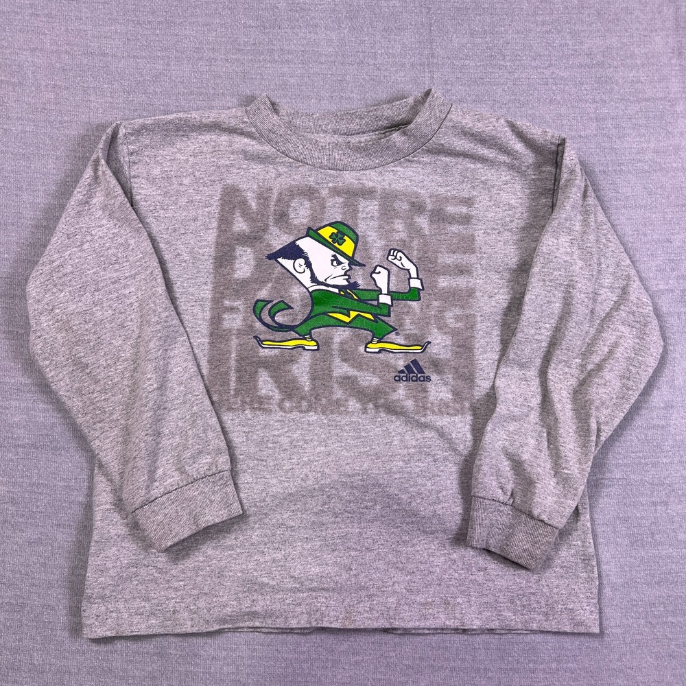 Adidas Notre Dame Fighting Irish Long Sleeve T-Shirt Boys L Heather Gray Cotton
